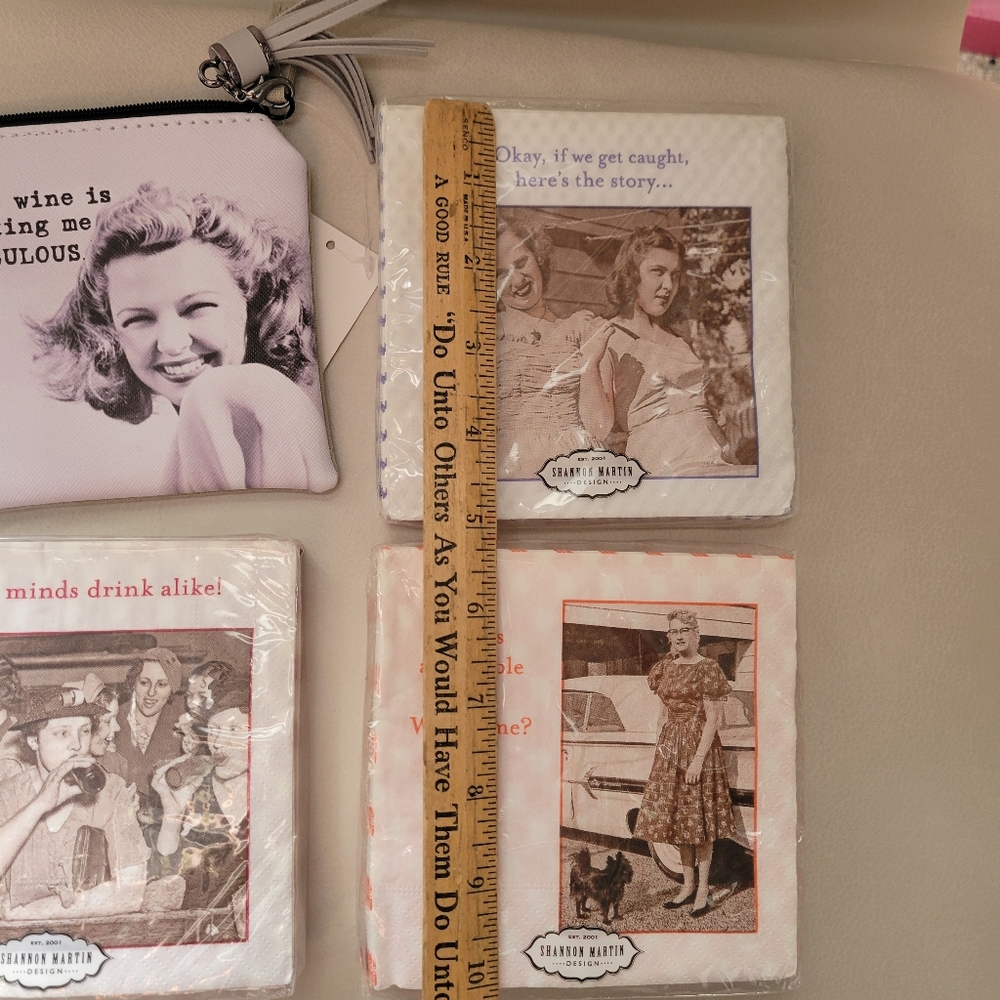 Wine Theme Coin Purse and Funny Cocktail Napkins ~ NWT ~ Happy Hour Fun! - Picture 11 of 16